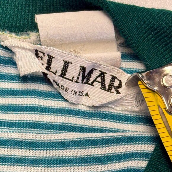 Vintage Striped Pocket Tee T Shirt Adult Medium 18x25.5 Ellmar 80s 90s USA - Picture 5 of 8